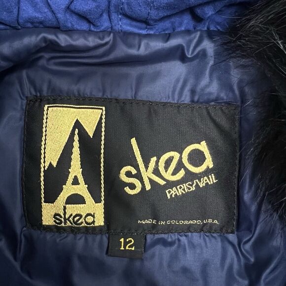 Skea Paris Vail Vintage Ski Zip-up Jacket Faux Fur Trim Winter Coat Blue Size 12 - Picture 7 of 10